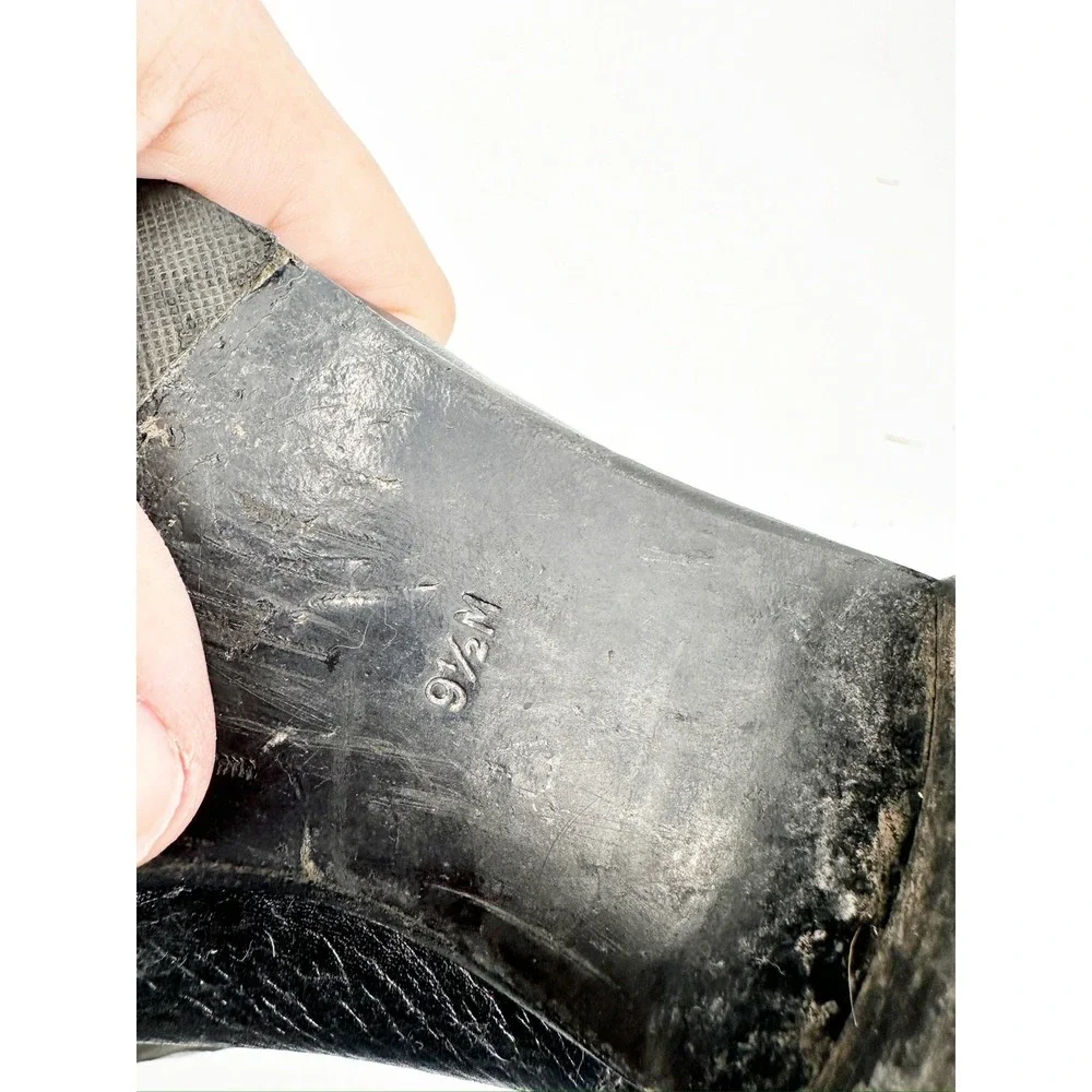 Tory Burch Keaton Black Pebbled Leather‎ Riding Boots Women Size 9.5M EXCELLENT